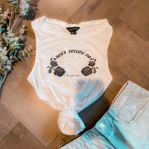 "Don't Follow Me" White Tank Top